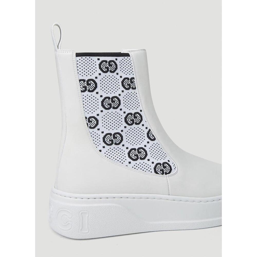 BNWT Gucci Women’s GG Jersey Chelsea Boots In White Size 39.5 US 9.5 $1,295 - Picture 5 of 9